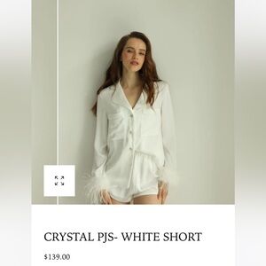 Feather trim satin pajamas - shorts - bridal